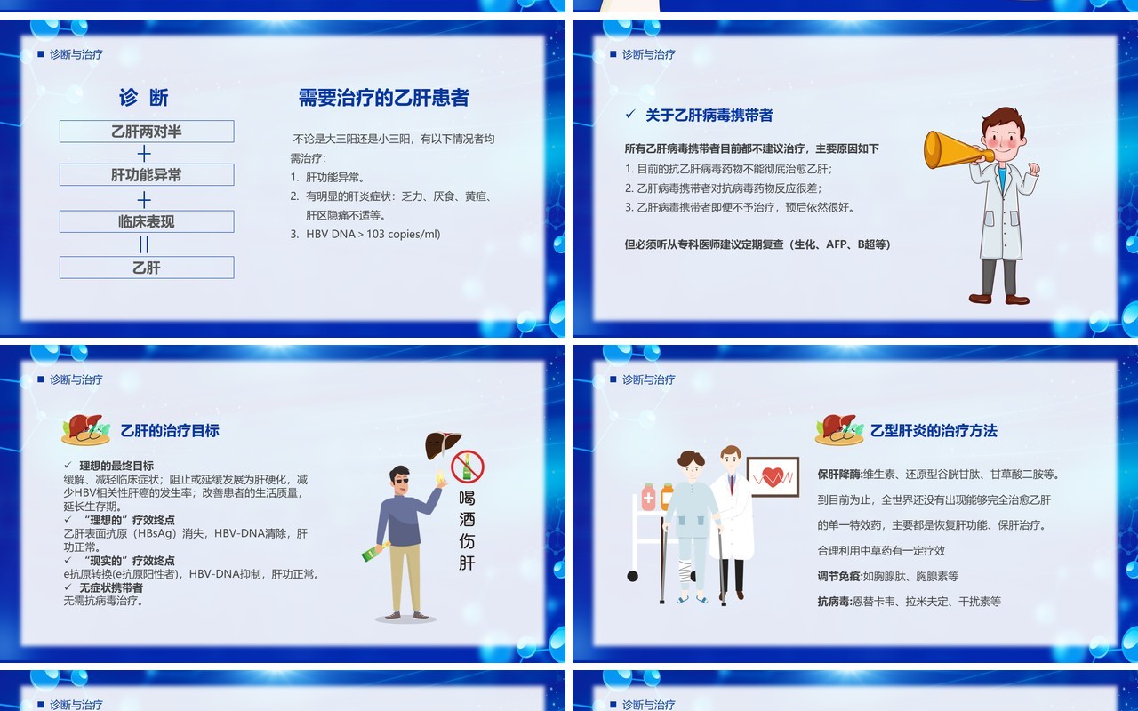 蓝色卡通预防肝炎爱肝护肝行动PPT模板