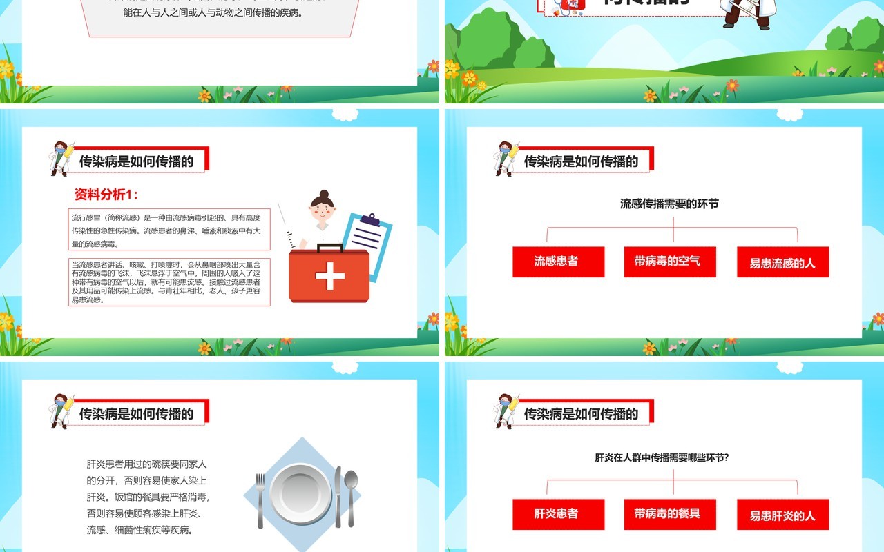 蓝色卡通如何预防传染疾病教学课件PPT模板