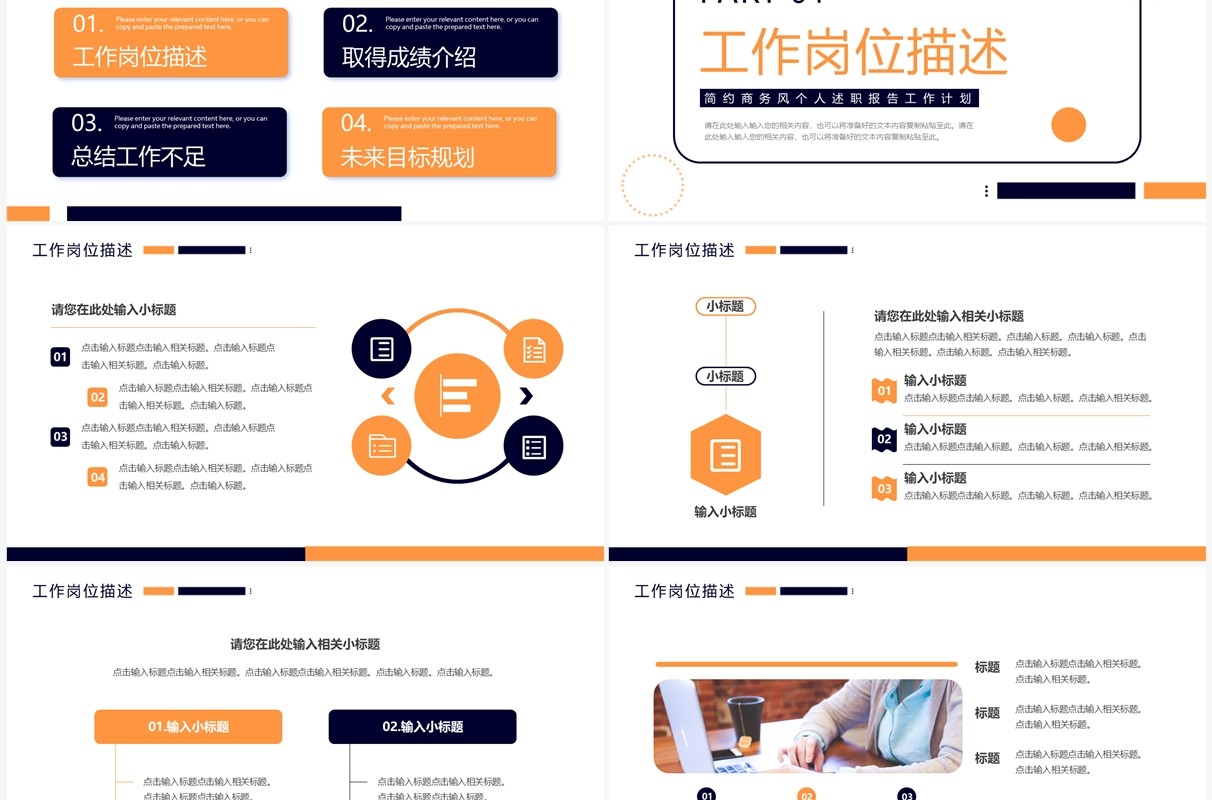 黄蓝商务风个人述职报告PPT通用模板