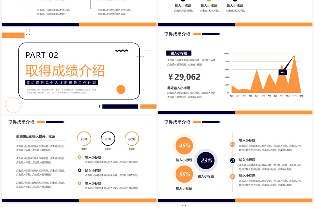 黄蓝商务风个人述职报告PPT通用模板