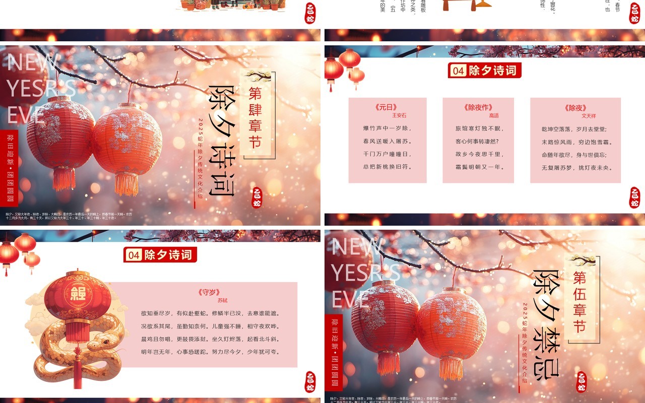红色中国风除夕文化习俗介绍PPT模板