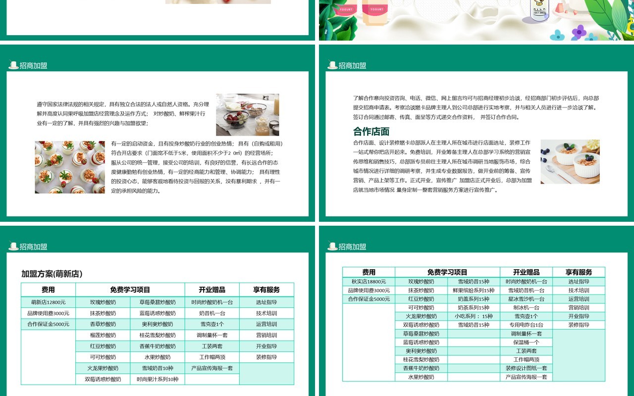 绿色健康时尚品牌炒酸奶招商加盟动态PPT模板