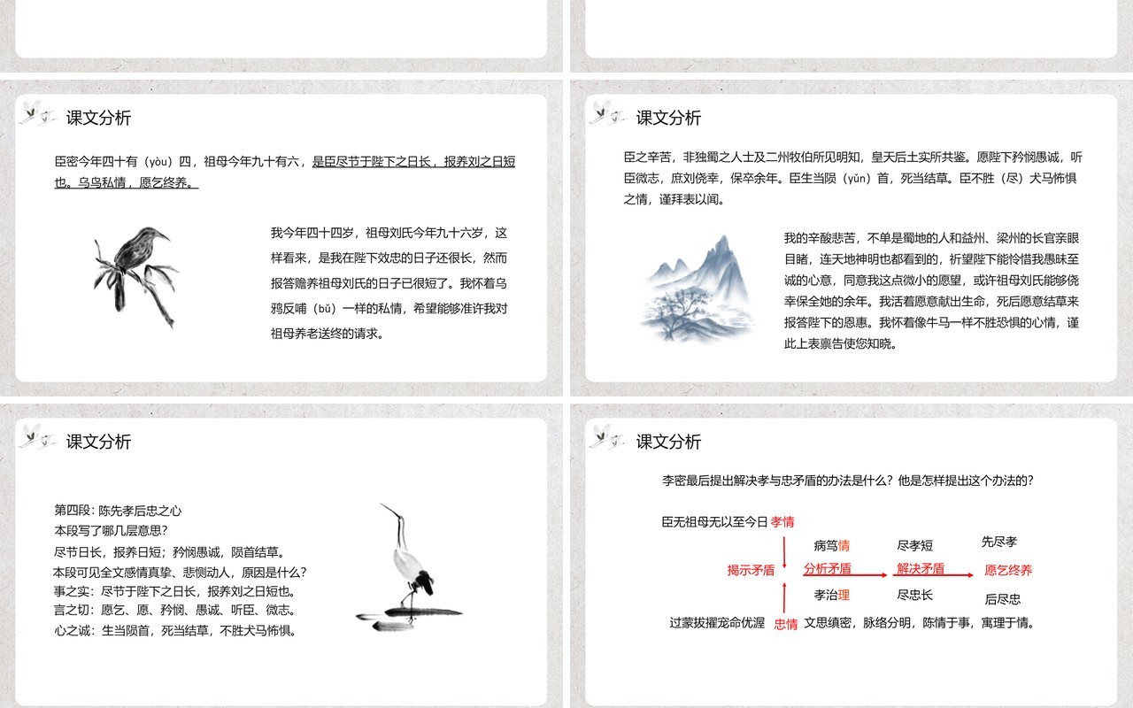 部编版高中语文必修五陈情表课件PPT模板