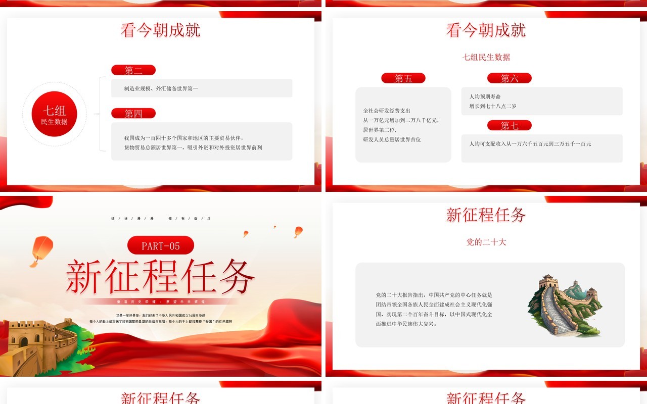 红色庆祝新中国成立74周年纪念日PPT模板
