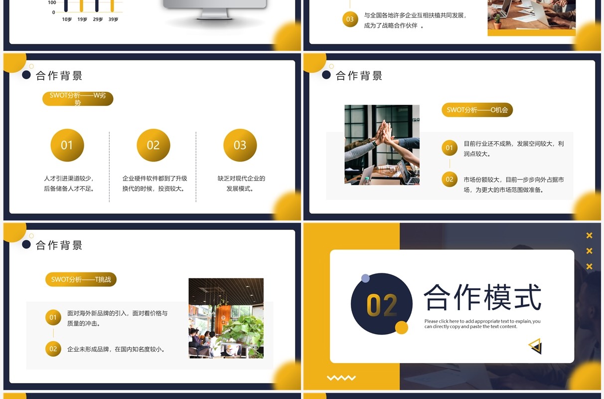 黄蓝渐变商务风品牌营销方案计划PPT模板