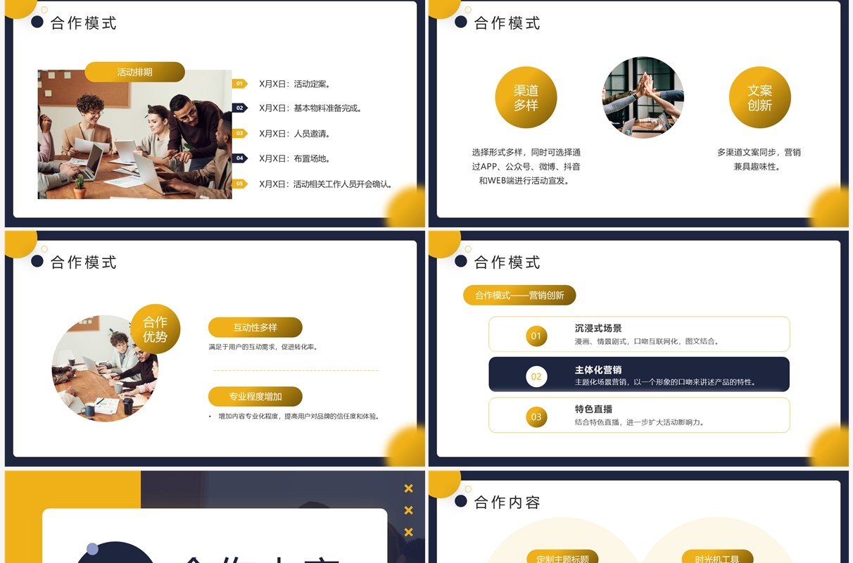 黄蓝渐变商务风品牌营销方案计划PPT模板