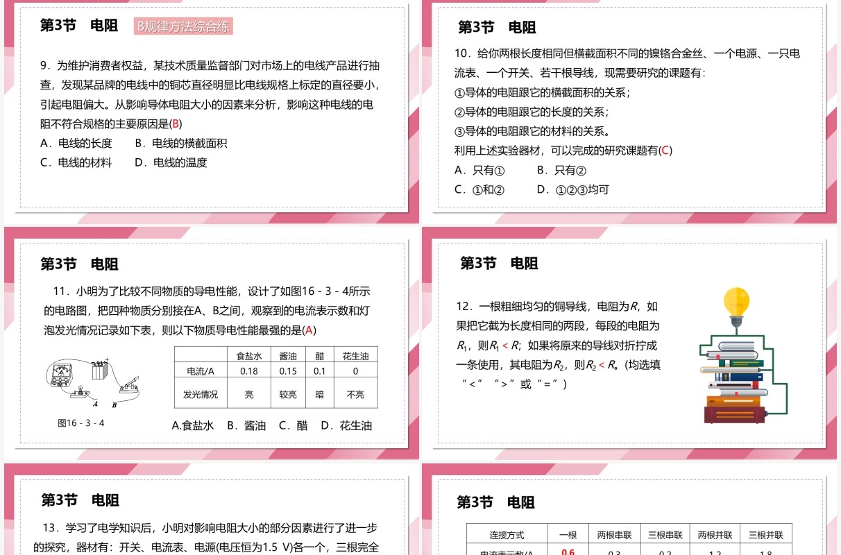 部编版九年级物理全册电阻课件PPT模板