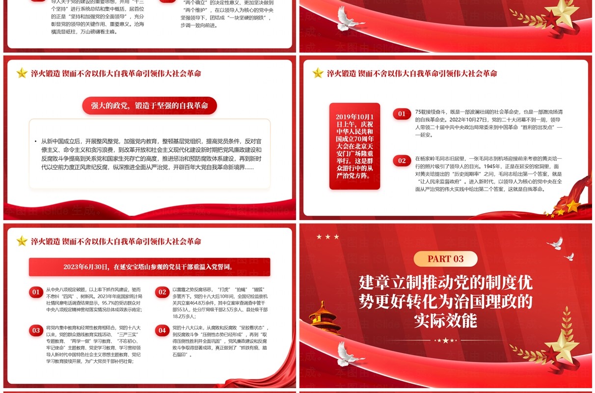 红色党政风2024年新中国成立75周年PPT模板