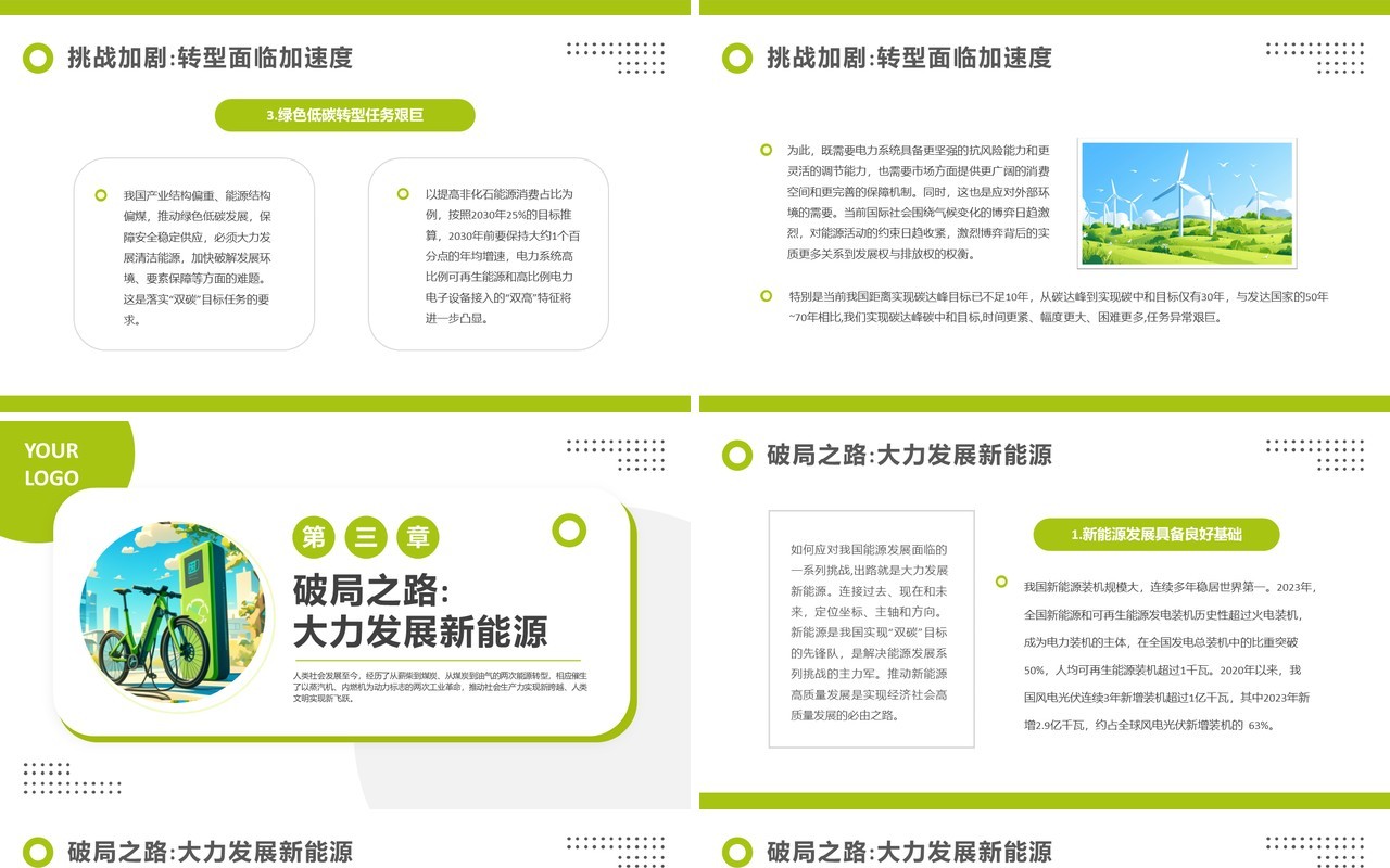 绿色简约风更好端牢能源的饭碗PPT模板