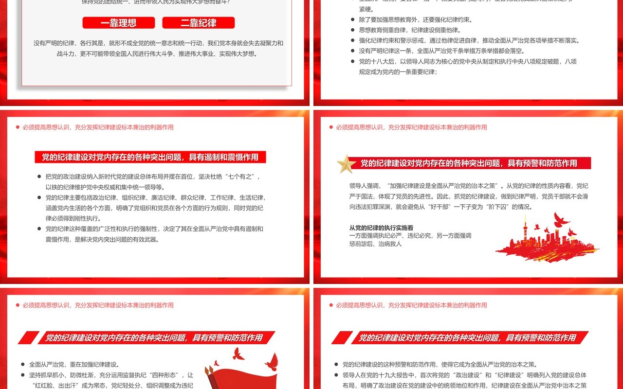 2024红色党政党纪学习主题教育PPT模板