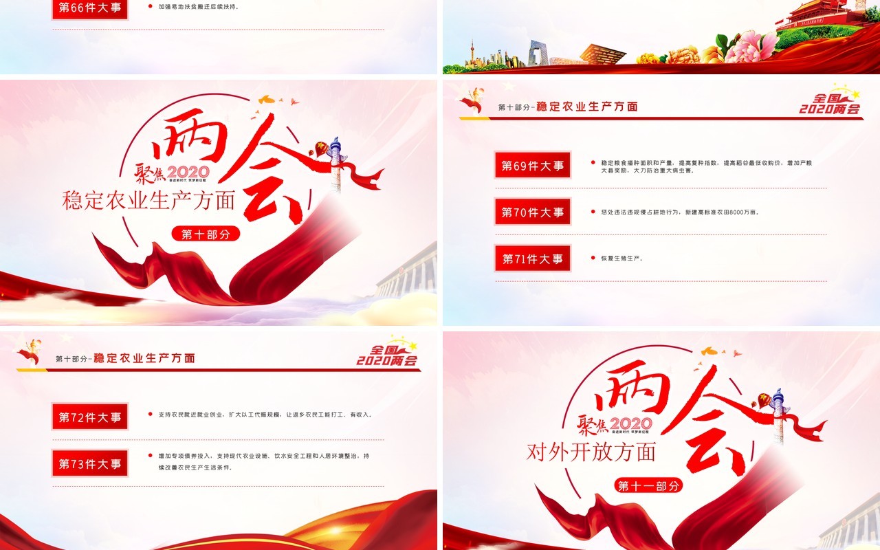 聚焦2020两会关注民生学习解读党政专题PPT模板