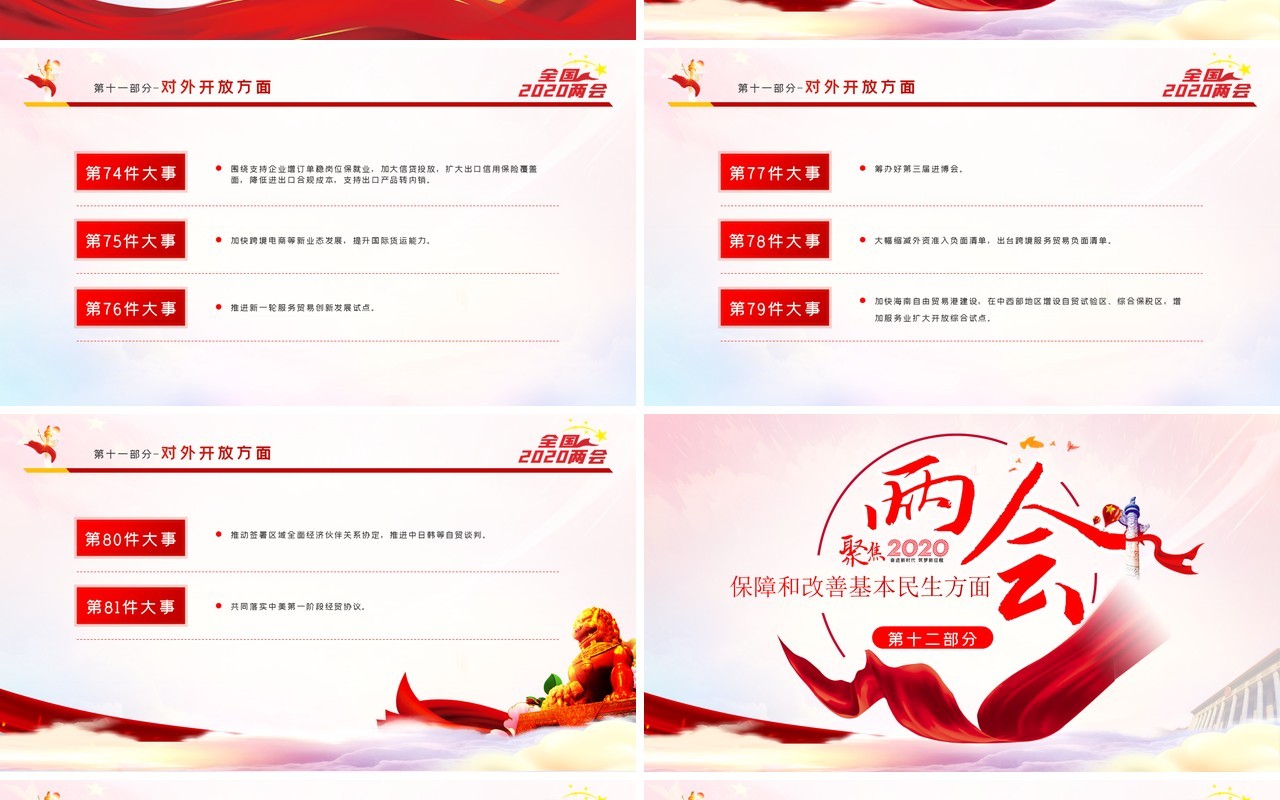 聚焦2020两会关注民生学习解读党政专题PPT模板
