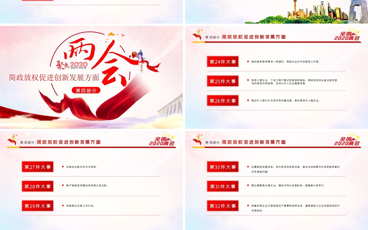 聚焦2020两会关注民生学习解读党政专题PPT模板