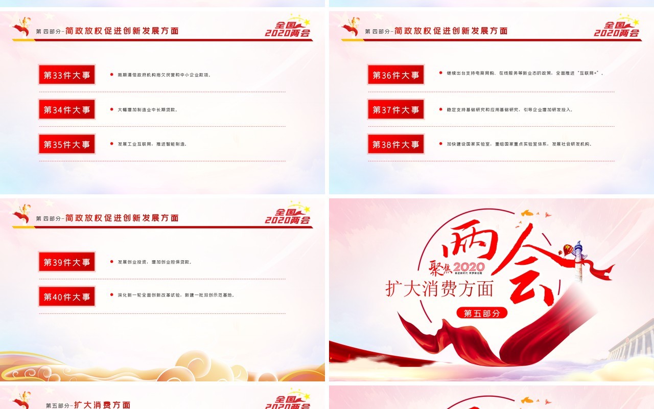 聚焦2020两会关注民生学习解读党政专题PPT模板