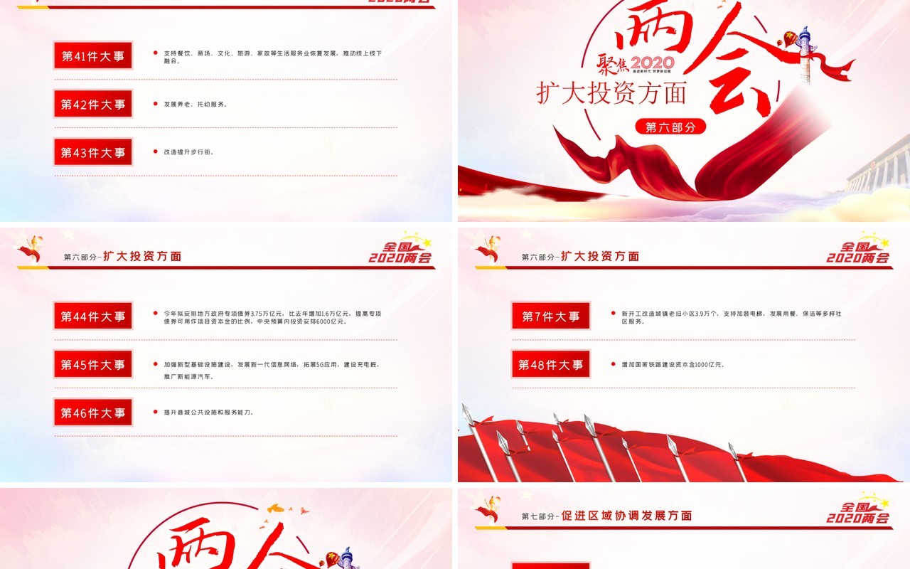 聚焦2020两会关注民生学习解读党政专题PPT模板