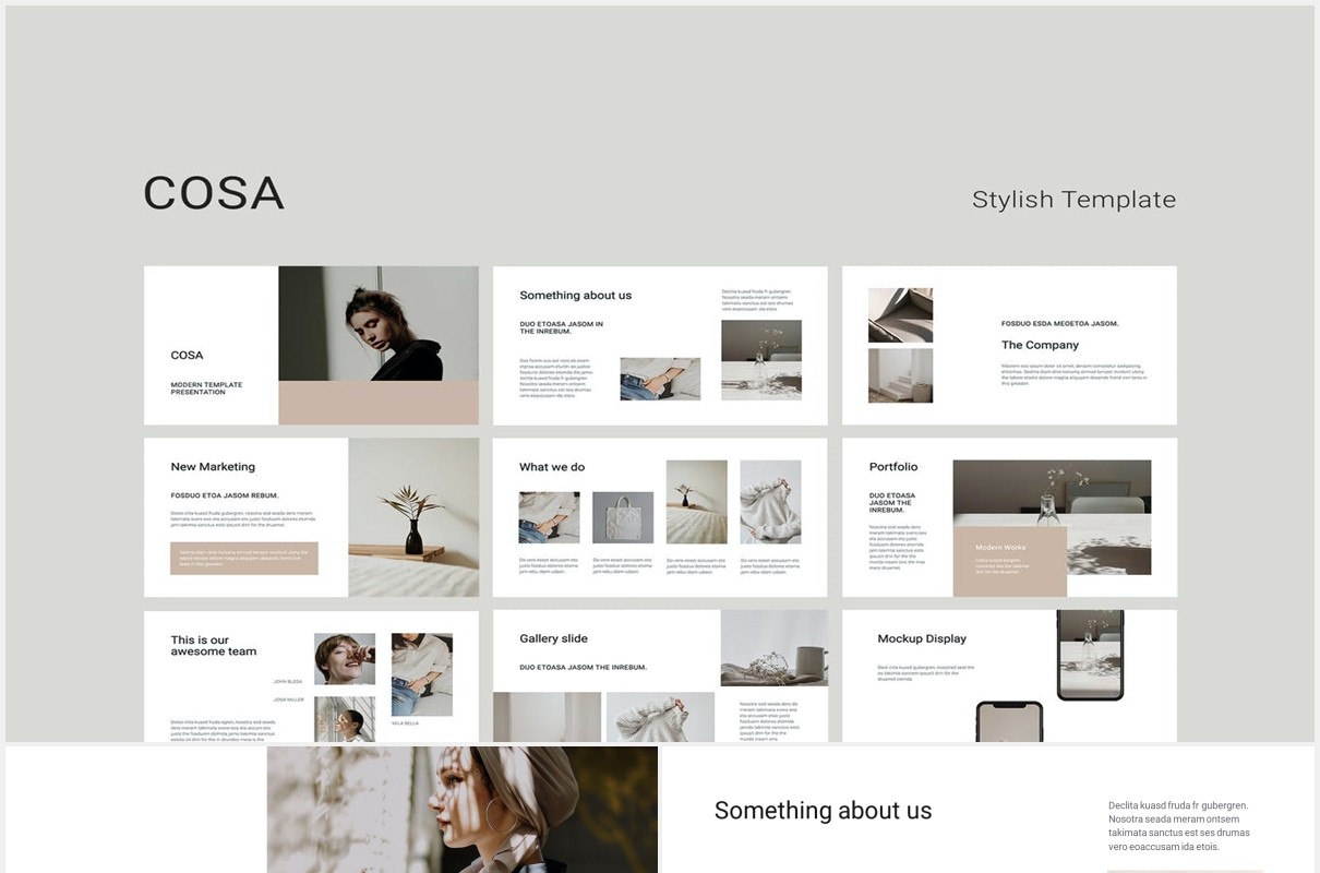 简约工作汇报个人展示汇报PPT模板COSA - Powerpoint Stylish Template