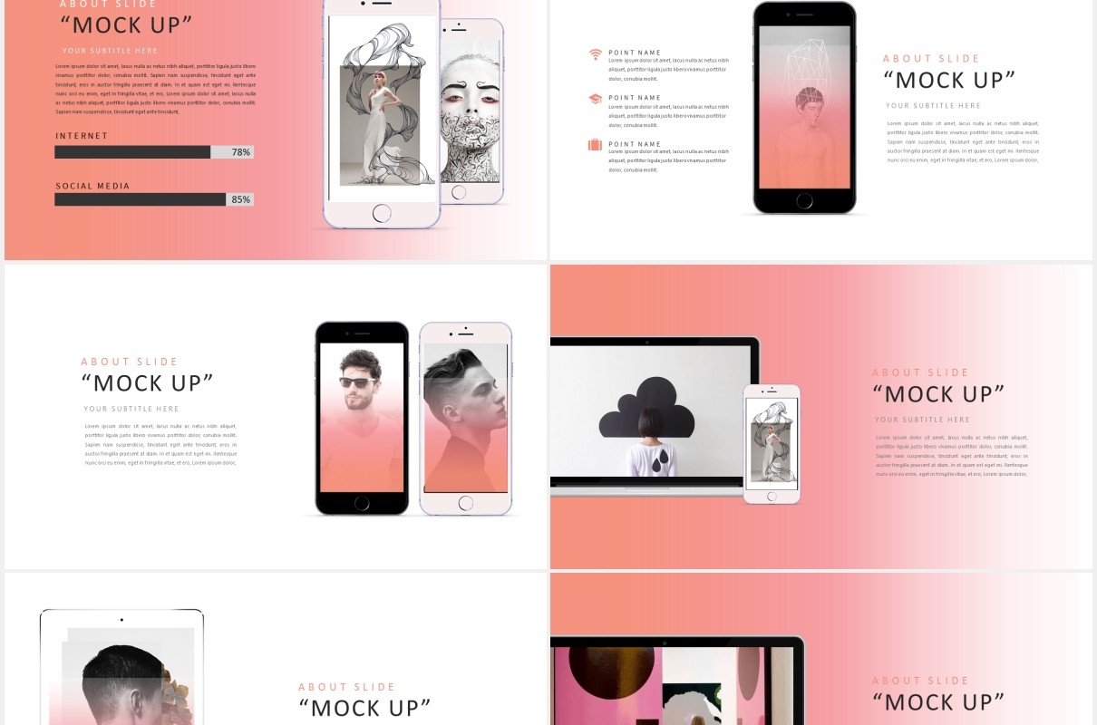 渐变简约设计师作品展示PPT模板IPSUM - Powerpoint