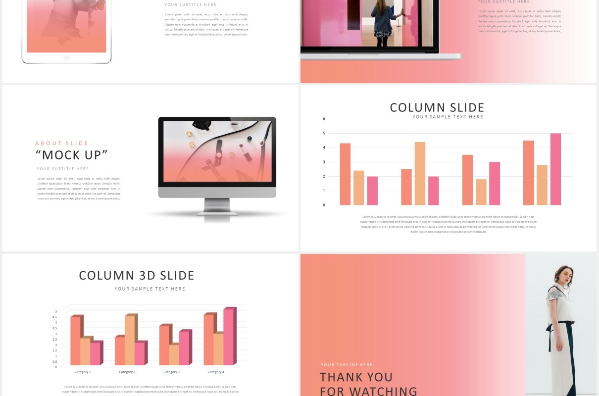 渐变简约设计师作品展示PPT模板IPSUM - Powerpoint