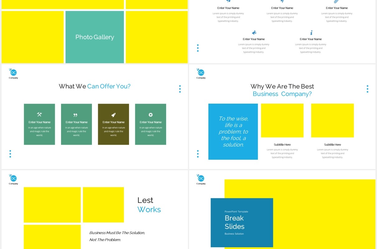 商业企业业务解决方案PPT图片排版设计素材Business Solution Powerpoint Template