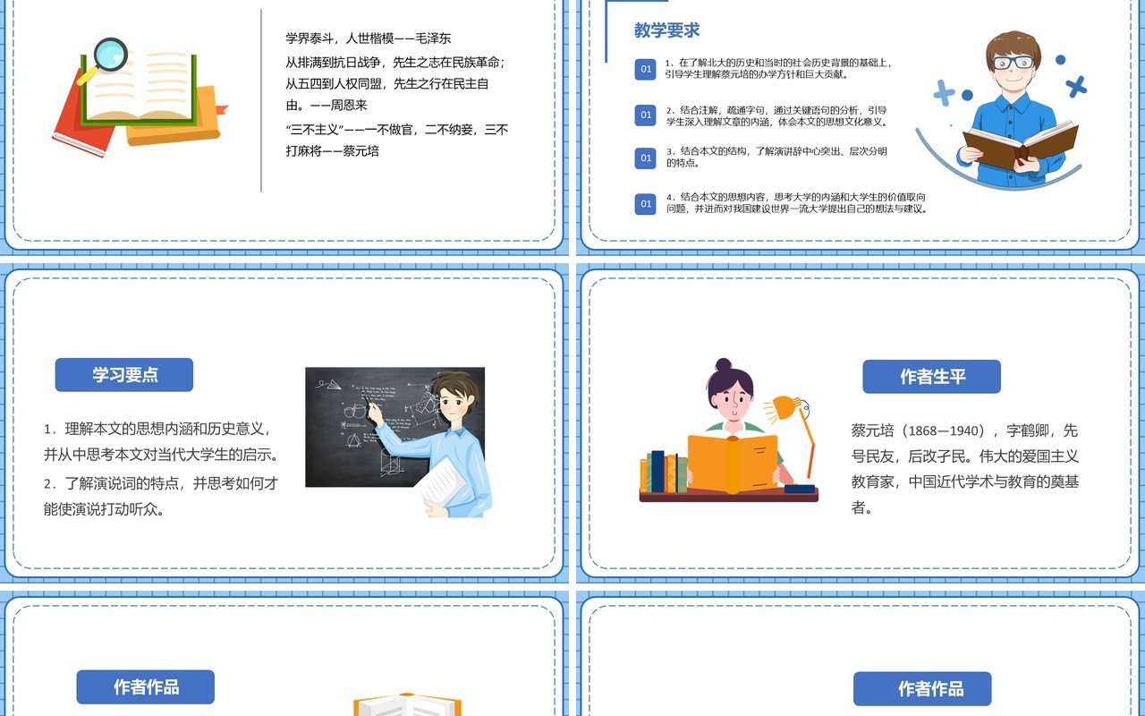 部编版高中语文必修二就任北京大学校长之演说课件PPT模板