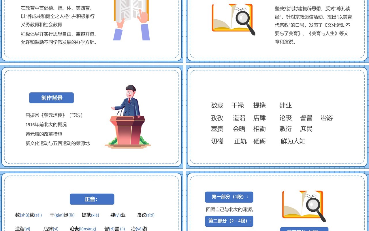部编版高中语文必修二就任北京大学校长之演说课件PPT模板
