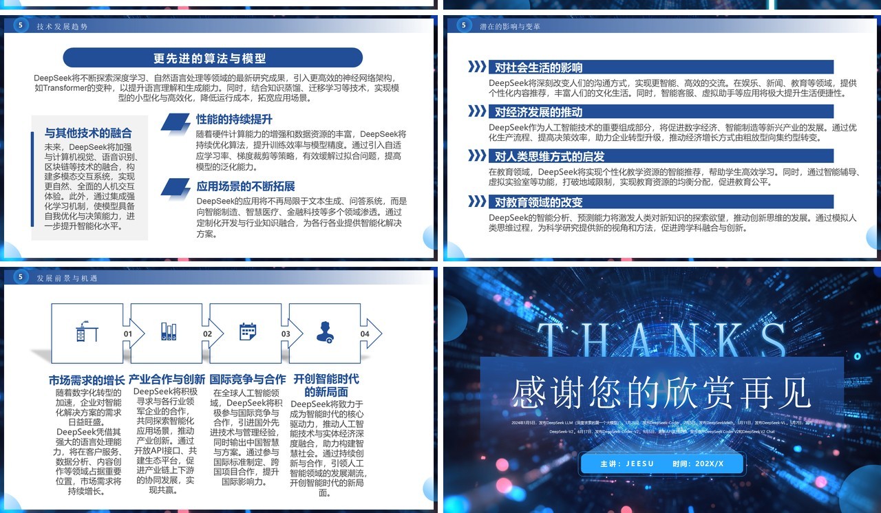 蓝色DeepSeek人工智能语言模型介绍PPT模板