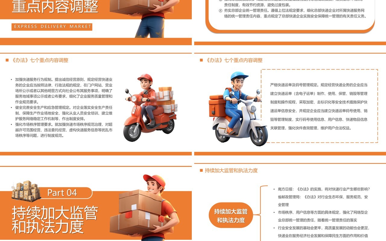 橙色插画风快递市场管理办法PPT模板