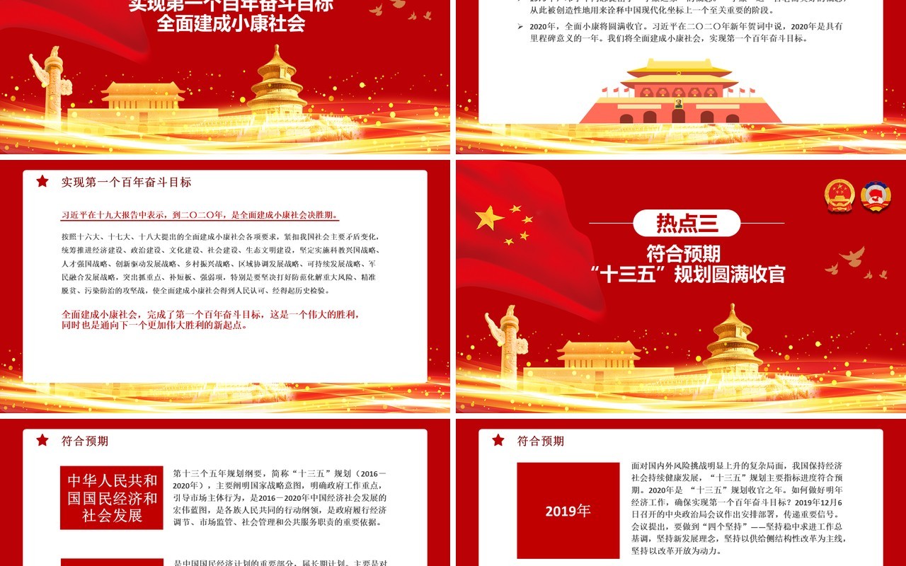2020年红色全国两会热点提案学习解读政府报告PPT模板