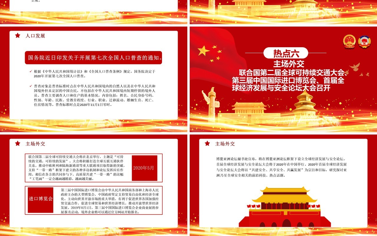2020年红色全国两会热点提案学习解读政府报告PPT模板