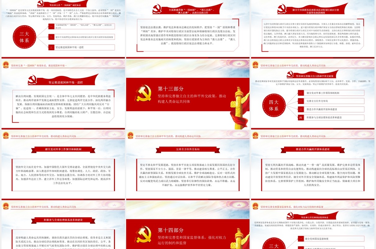 中国特色社会主义制度和国家治理体系学习解读党政党建PPT模板