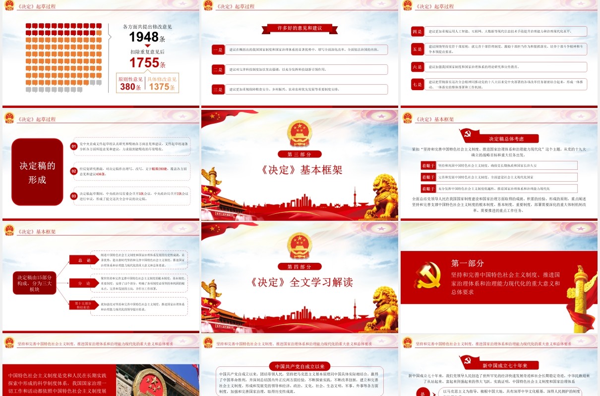 中国特色社会主义制度和国家治理体系学习解读党政党建PPT模板