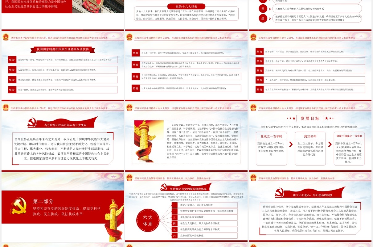 中国特色社会主义制度和国家治理体系学习解读党政党建PPT模板