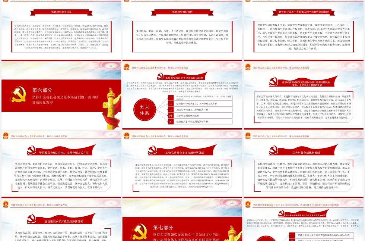 中国特色社会主义制度和国家治理体系学习解读党政党建PPT模板