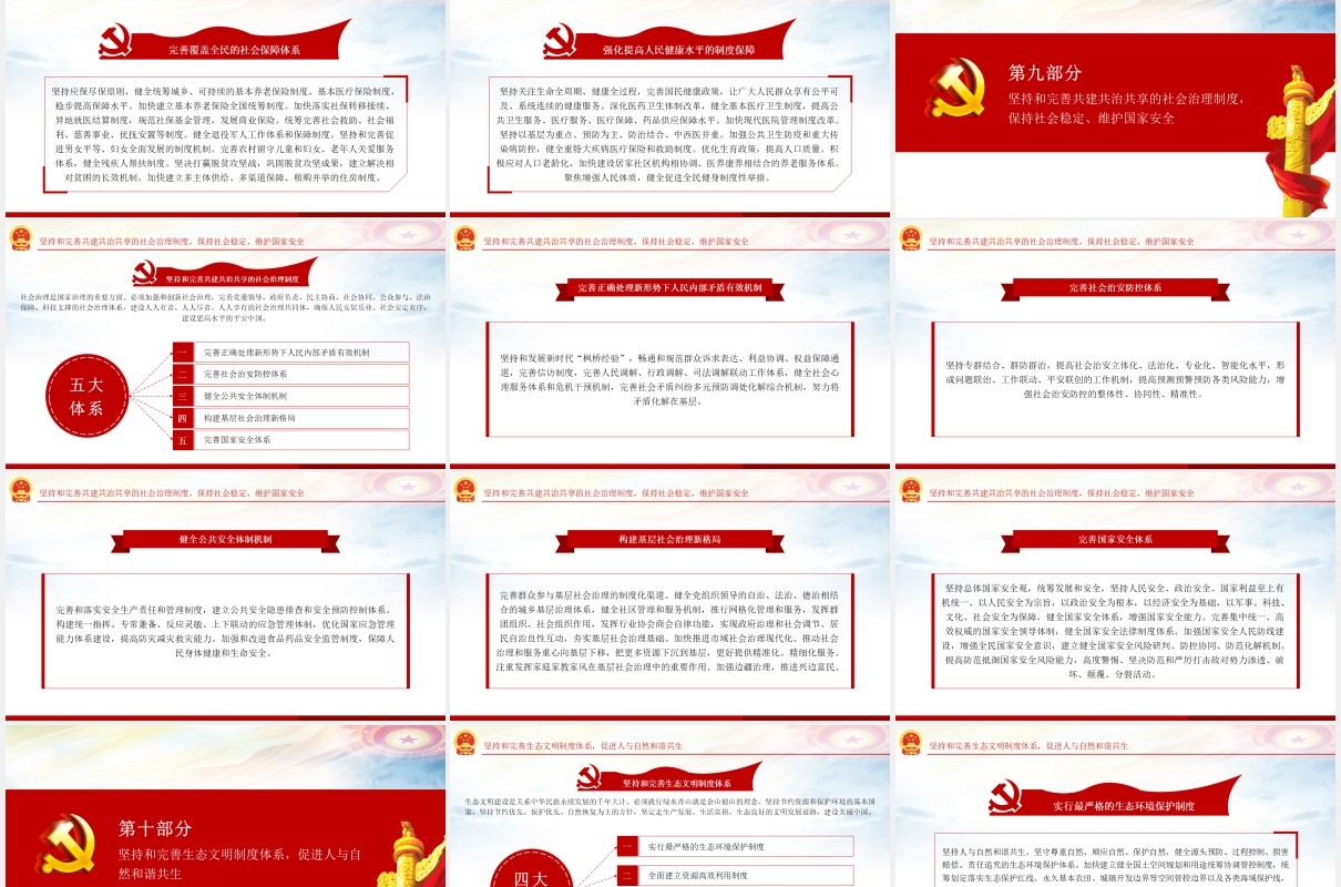 中国特色社会主义制度和国家治理体系学习解读党政党建PPT模板