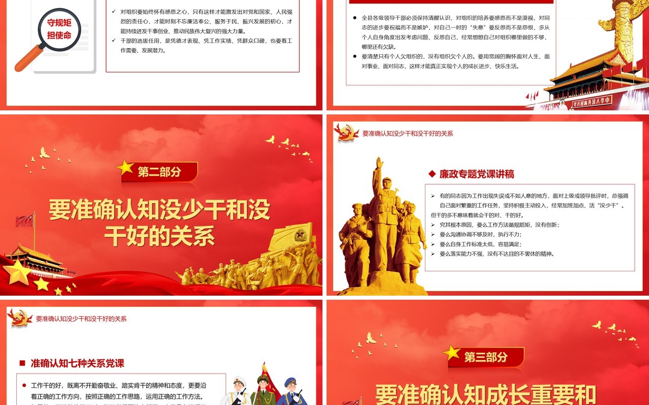 红色党政风准确认知七种关系正确对待组织选择党课教育PPT模板