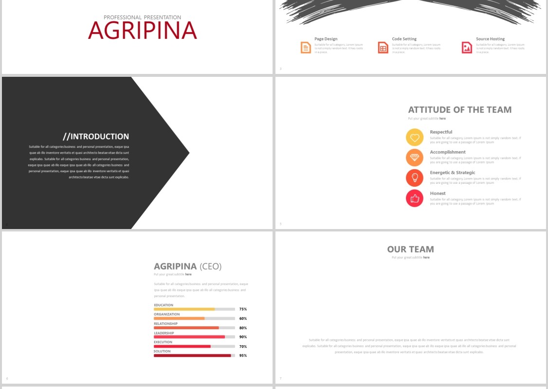 水墨图形高端公司简介PPT信息图表模板AGRIPINA Powerpoint