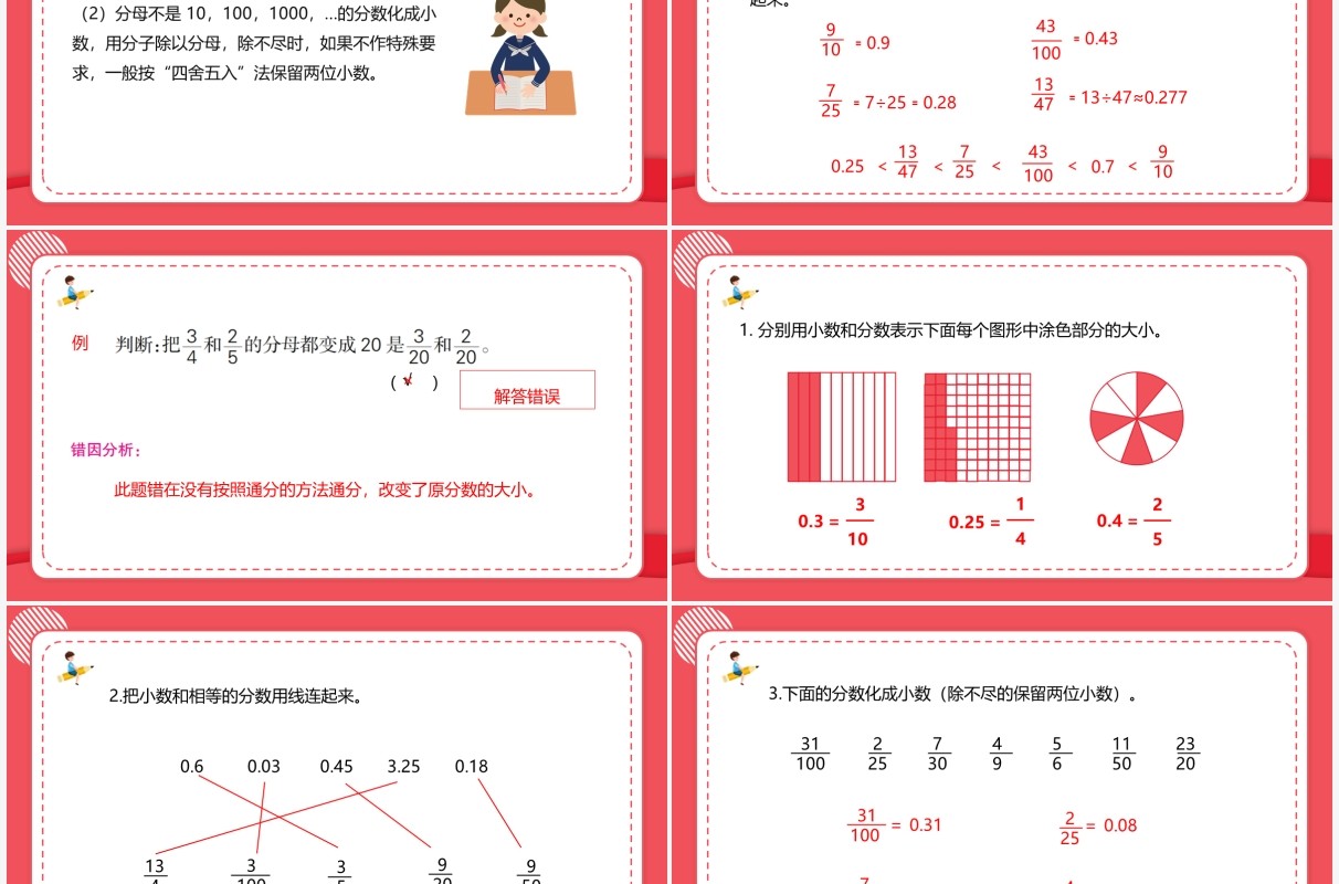 部编版五年级数学下册分数与小数的互化课件PPT模板