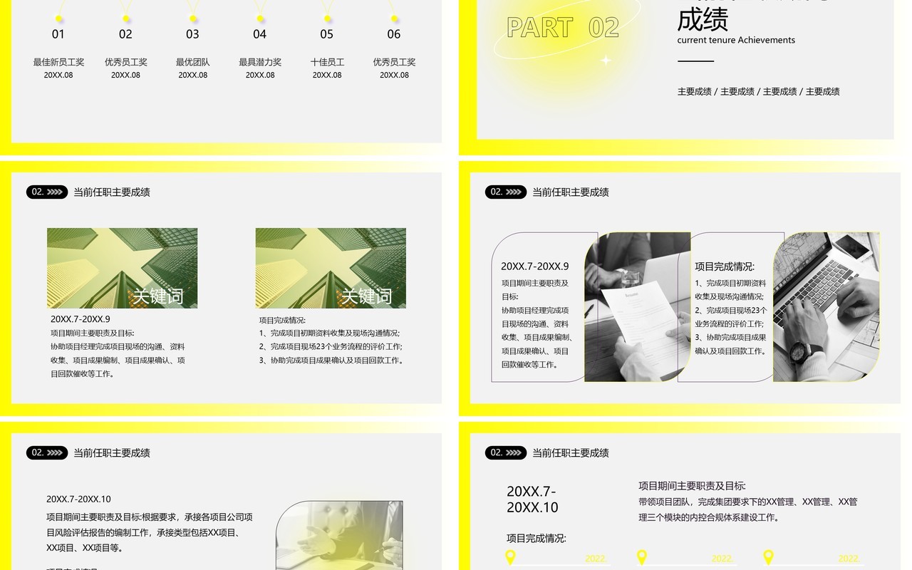 黄色弥散简约风员工职级晋升PPT模板