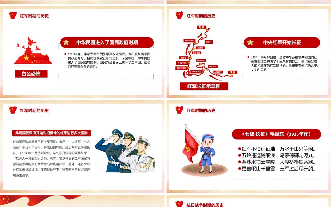 红色党政风中国人民解放军简史学习教育PPT模板