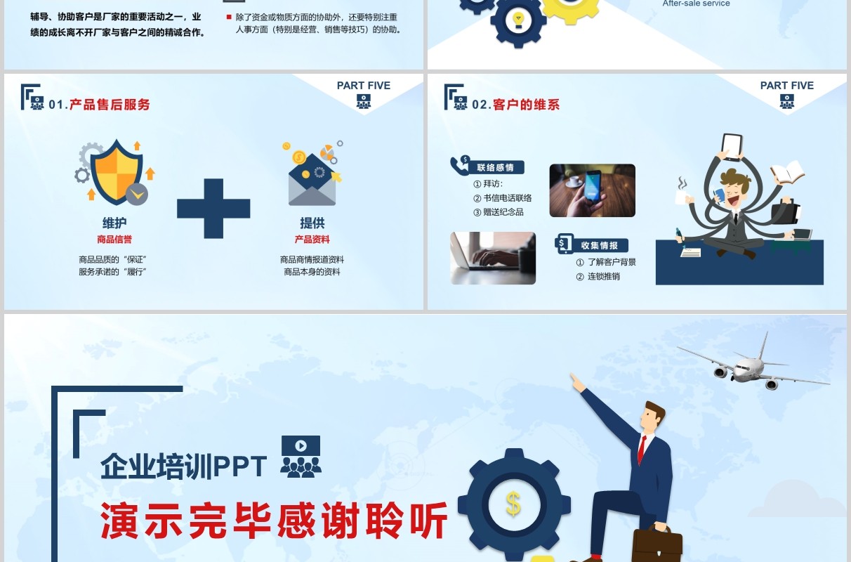 商务励志简约风客户管理技巧团队管理企业培训PPT模板