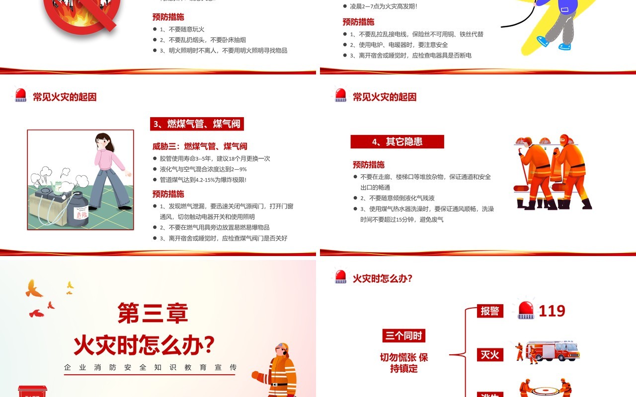 红色企业强化消防宣传普及消防知识安全教育PPT模板