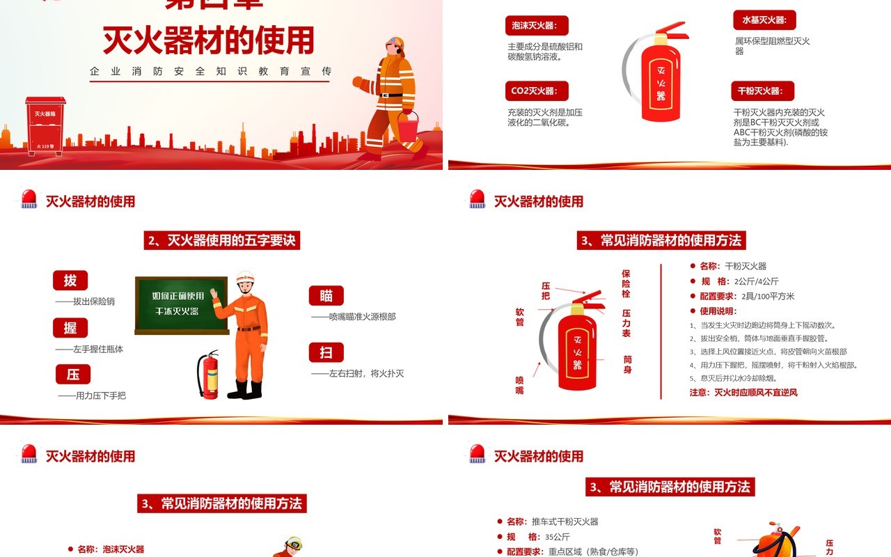 红色企业强化消防宣传普及消防知识安全教育PPT模板