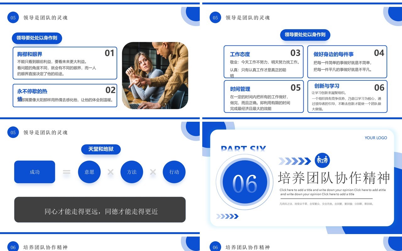 蓝色商务风企业团队协作之重培训PPT模板