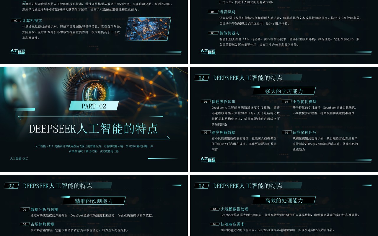 蓝色科技风人工智能deepseek介绍PPT模板