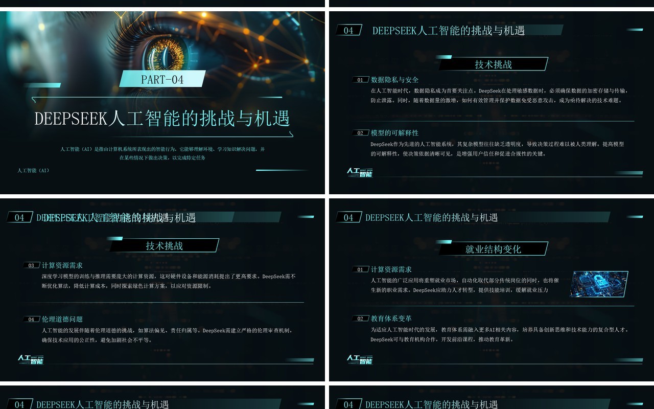 蓝色科技风人工智能deepseek介绍PPT模板