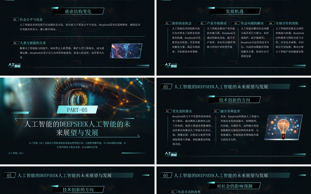 蓝色科技风人工智能deepseek介绍PPT模板
