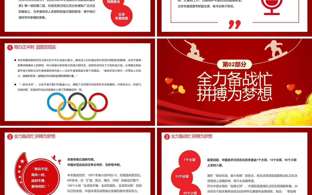 红色简约2022年北京冬奥会专题课件PPT模板