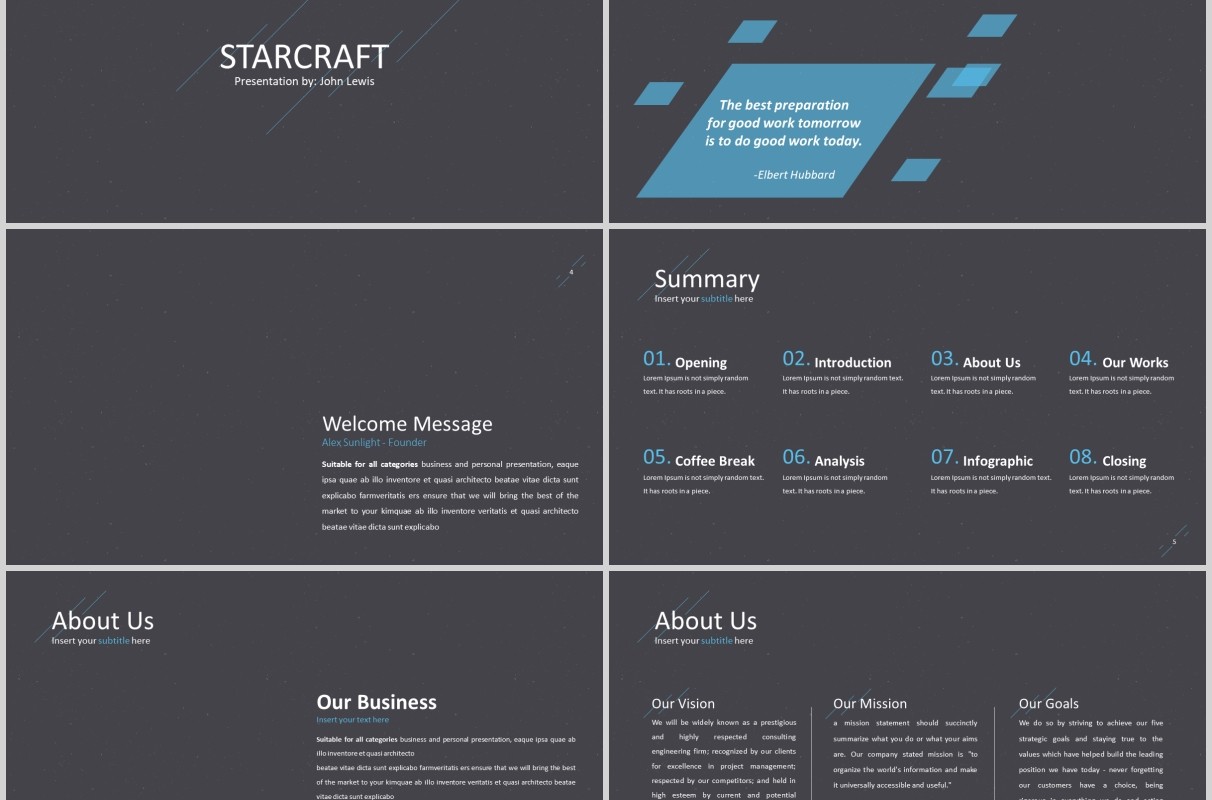 深色商务数据分析PPT模板可视化信息图表Starcraft Powerpoint Template
