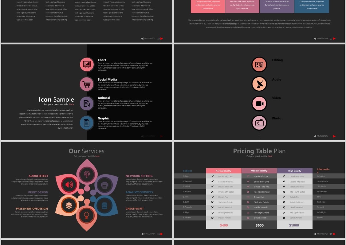 时尚幻想风格工作计划PPT信息图表模板MY FANTASY Powerpoint