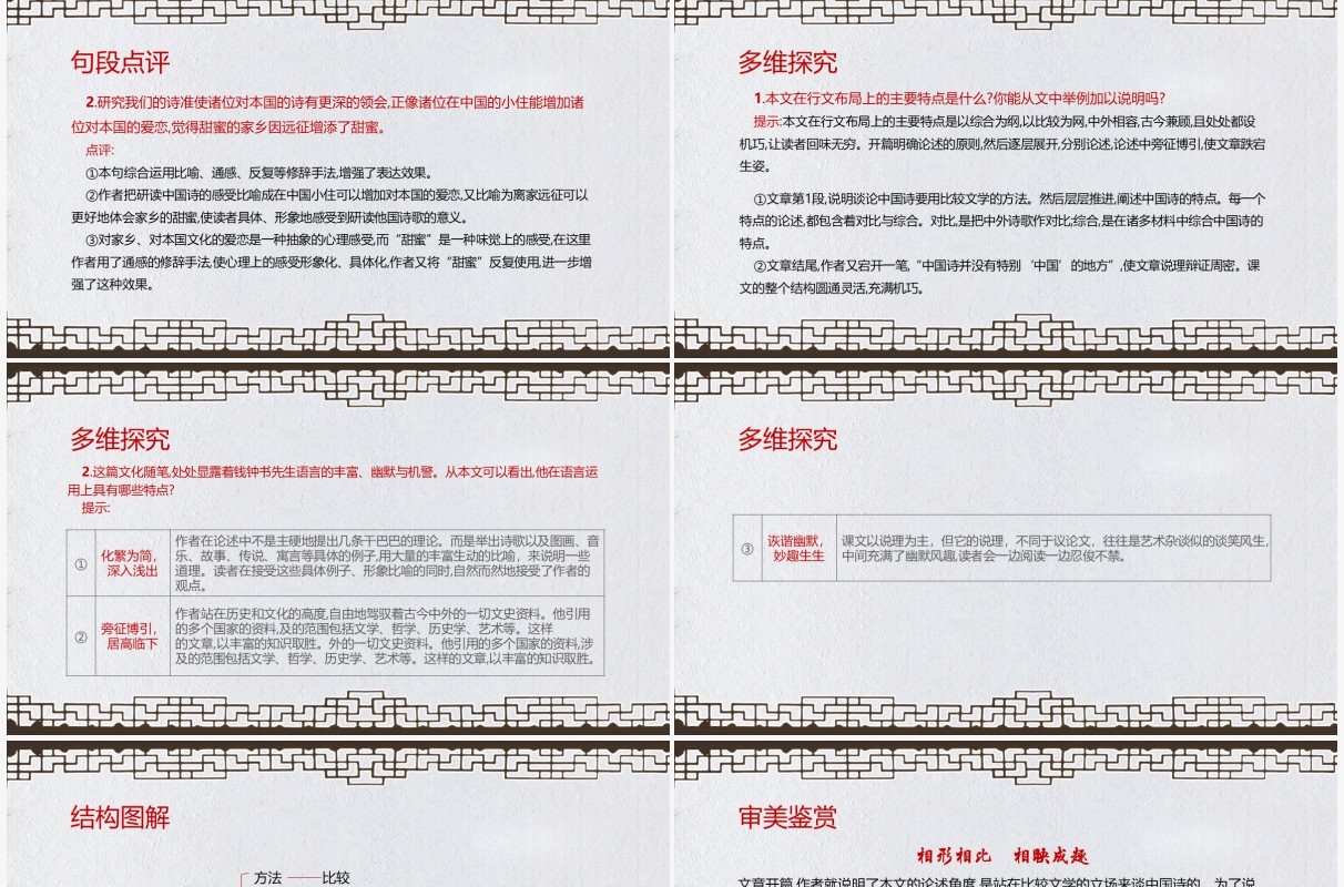 部编版七年级语文上册谈中国诗课件PPT模板